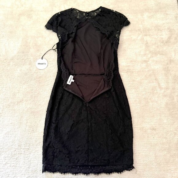 Black Lace Open Back Dress About Us Size S Womens Elegant Formal Partywear - Picture 4 of 9